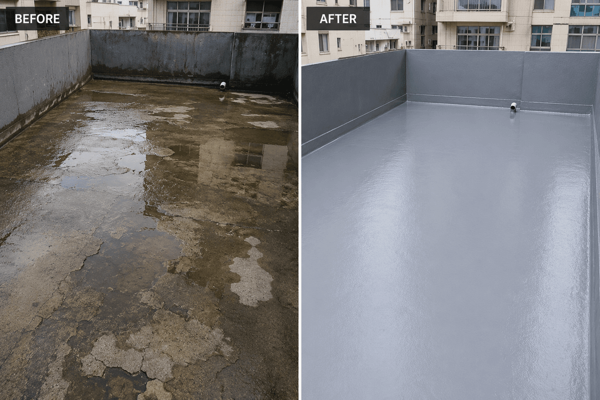 Sebelum dan selepas waterproofing